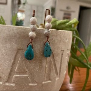 Handmade From Recycled Copper. With Howlite & Turquoise Beads.